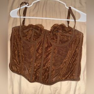 Brown Lace Bustier Top